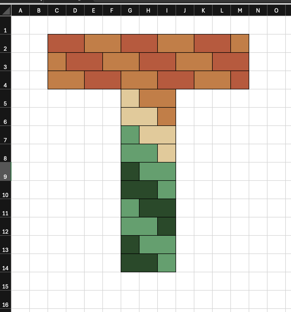 The Thin Walls T logo built from coloured Excel cells